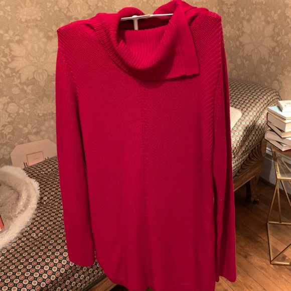 Talbots chevron stitch spkit neck sweater tunic. Worn 1x - Picture 4 of 8